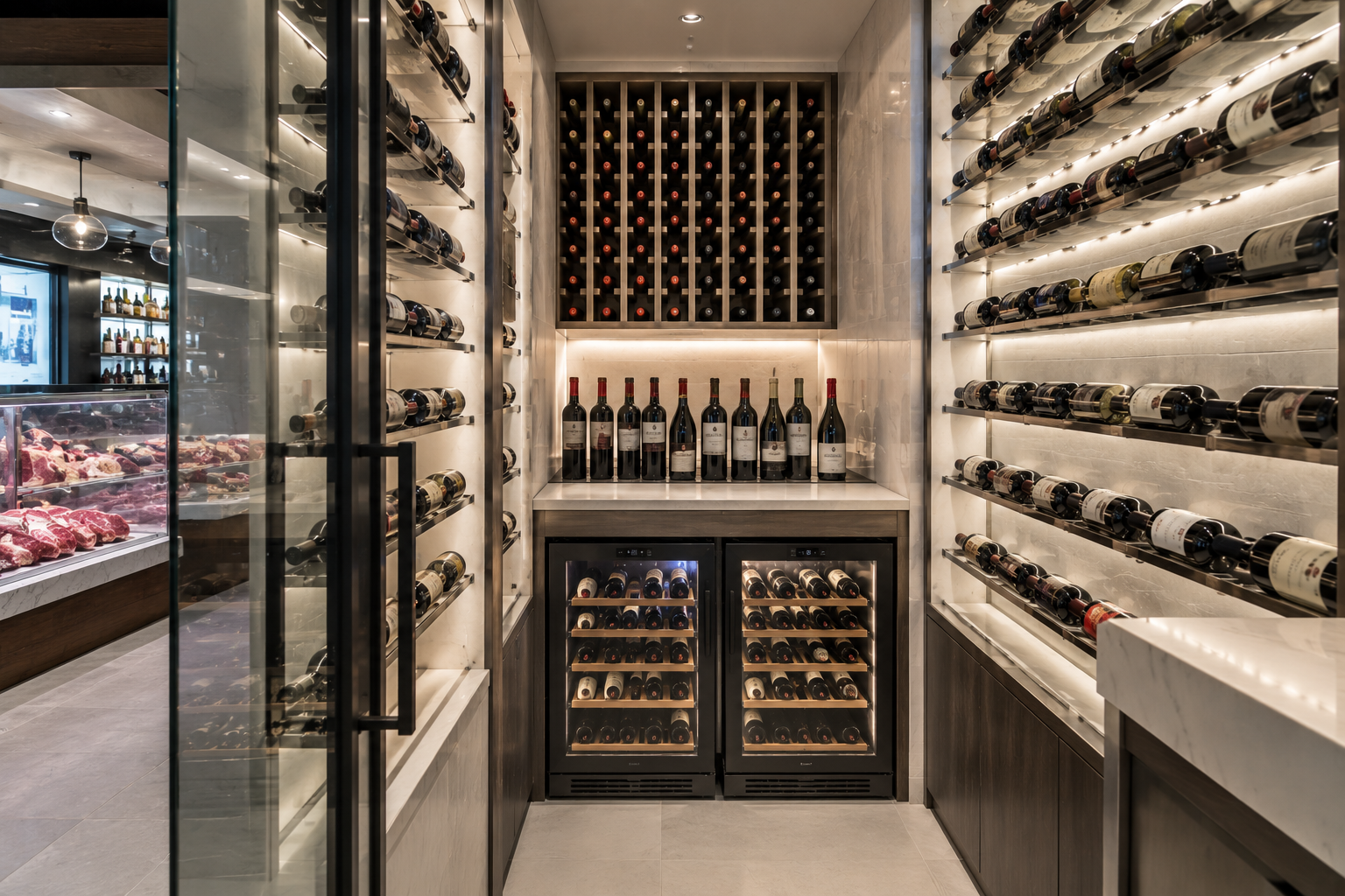 The curated wine cellar at Chef Cut